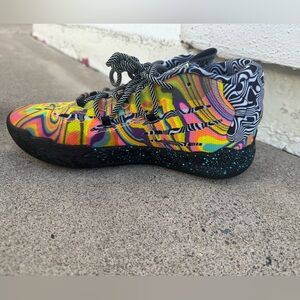 Puma Yellow and Pink Sneakers Vibrant Artistic Design